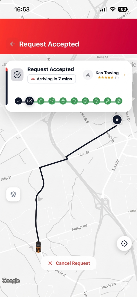JYLTOW App Active Request Tracking