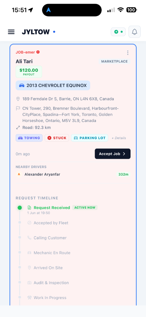Fleet App Job Details