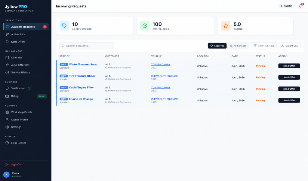 JYLTOW Provider Portal Overview